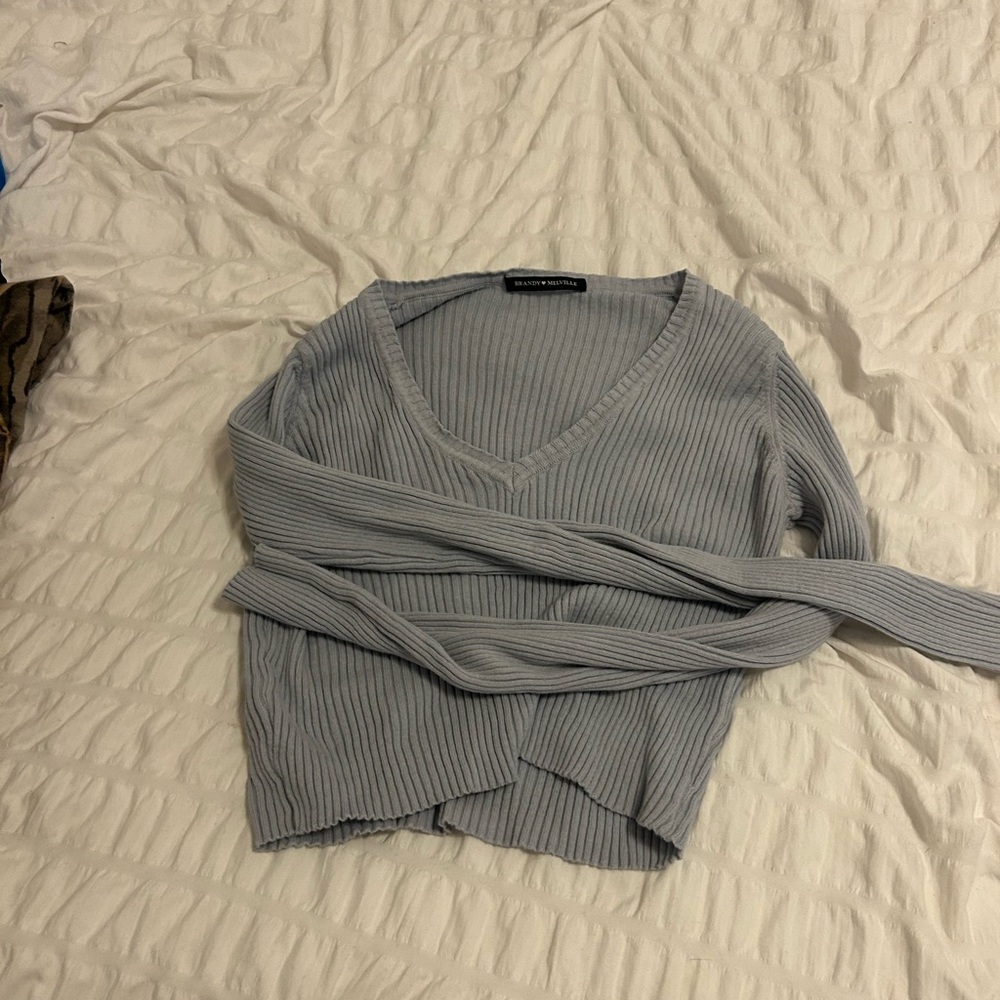 Brandy Melville Light Gray Ribbed Sweater